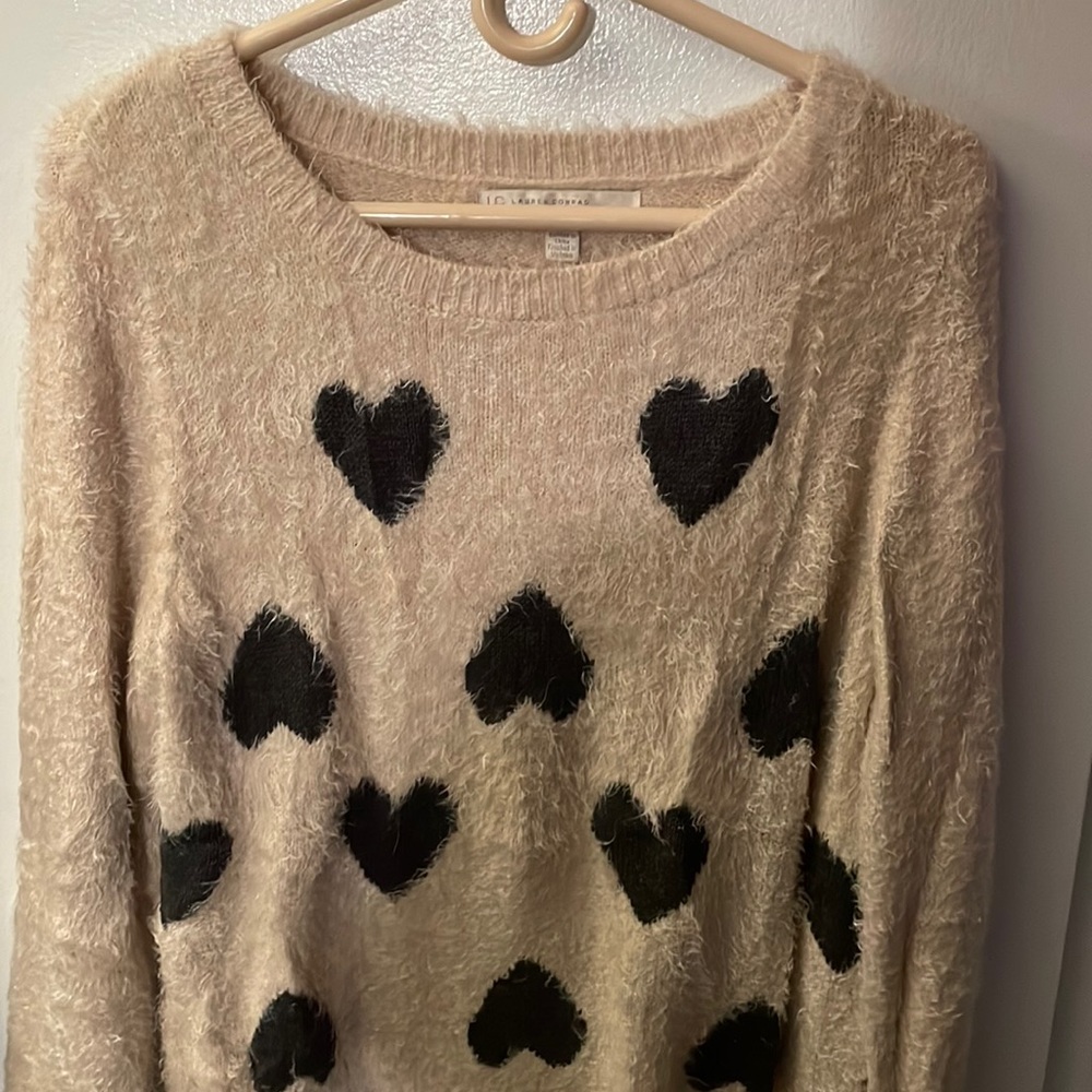 Fuzzy heart sweater